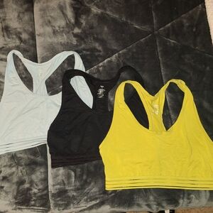 Knix Lounge Bra Bundle! Racerback Sports Bra Set - Black, Yellow, Light Blue MED